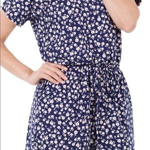 NAVY FLORAL BRUSHED SHORT SLEEVE ROMPER